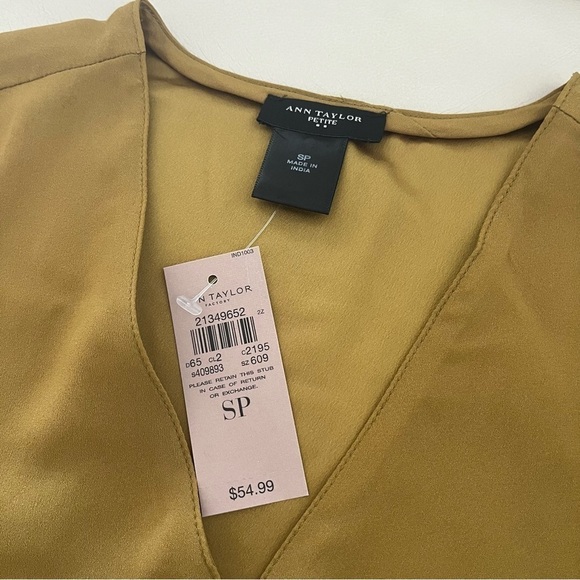 ANN Taylor- Golden Yellow Solid Casual Blouse Top SP - Picture 7 of 7